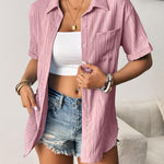 Nadorine Short Sleeve Button Down Shirt Casual Loose Fit Blouses