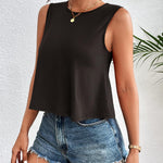 Zeagoo Women's Summer Crop Tank Tops 2024 Casual Crewneck Cropped Tops Graphic Loose Fit Sleeveless Shirts