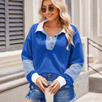 Zeagoo Women's Sweatshirt Striped Long Sleeve Henley Button Tunic Tops