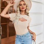 Zeagoo Womens Short Sleeve T Shirts 2024 Summer Casual Knit Slim Fit Trendy Basic Cute Sweater Tops