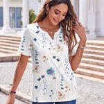 Nadorine Casual Short Sleeve V Neck Shirts Business Dressy Tunic Blouses