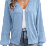 Nadorine Cardigan Long Sleeve Crochet Shrug Soft Knit Sweater