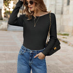 Nadorine Knitted Pullover Ribbed Long Sleeve Pullover (DE Only)