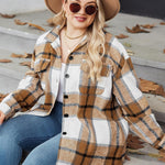 Nadorine Women's Plus Size Flannel Plaid Shacket