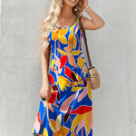 Nadorine Floral Beach Sundress Casual A-Line Midi Tank Dresses