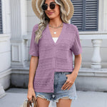 Nadorine Short Sleeve Crochet Cardigan Button up Bolero Shrug Sweater