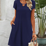 Nadorine Women's Casual A-Line Dresses with Pockets Floral Tshirt Dress