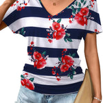Nadorine Women's Short Sleeve Shirts V Neck Blouse