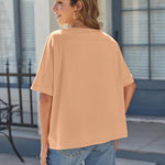Nadorine Women Short Sleeve T Shirts Round Neck Oversized Tee
