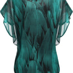Nadorine Batwing Chiffon Blouse Tunic T-Shirt (DE Only)