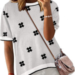 Zeagoo Womens Sweaters Short Sleeve Top Casual Knit Tops