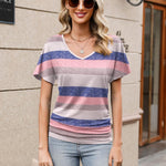 Nadorine Women's Short Sleeve Shirts V Neck Blouse