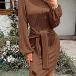 Nadorine Women's Casual Knit Dress Long Sleeve Bodycon Dress