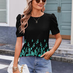 Nadorine Blouse Dressy Casual Puff Short Sleeve Boho Tops