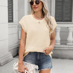 Nadorine Cap Sleeve Sweater Vest Knit Sweater