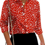 Nadorine Cotton Button Down Shirts Long Sleeve V Neck Tops