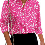 Nadorine Cotton Button Down Shirts Long Sleeve V Neck Tops