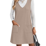 Trendy V-neck Sweater Knit Vest Dress (US Only)