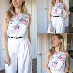 Nadorine Tank Top Blouses Scooped Neck Pleated Front Shirts