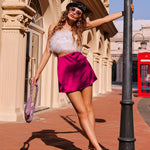 Nadorine Women's Satin Skirt Elastic Waist A Line Skirts