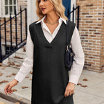 Nadorine Women's Oversized Sweater Vest Dress V Neck Knit Pullover