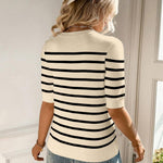 Nadorine Short Sleeve Sweater Crew Neck Dressy Casual Soft Knit Tops