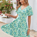 Zeagoo Womens Casual Swing Floral Ruffle Short Sleeve Sundresses