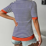 Nadorine Short Sleeve Sweaters Soft Casual V Neck Pullover Tops