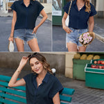 Nadorine Women's Blouse Casual Short Sleeve Shirt (DE Only)