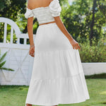 Nadorine Boho Maxi Flowy Elastic A-Line Tiered Floral Skirts
