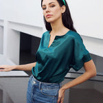Satin Silk Blouse Tops - Nadorine (Us Only)