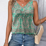 Nadorine Tank Tops Loose Fit V Neck Ruched Sleeveless Tops
