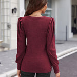 Nadorine Women's Knit Pullover Sweater Soft Puff Long Sleeve Shirt