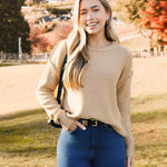 Nadorine Women's Crew Neck Cropped Sweater Long Sleeve Knit Tops