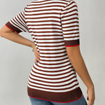 Zeagoo Womens Casual Short Sleeve Striped Sweater Shirt