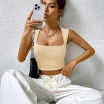 Nadorine Square Neck Ribbed Tank Tops