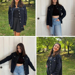 Nadorine Jean Jackets Ripped Stretchy Denim Jean Jacket