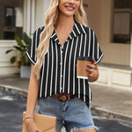 Nadorine Short Sleeve Summer Tops Casual Button Down Shirts