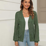 Nadorine Women's Long Sleeve Crochet Cropped Cardigan