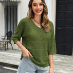 Nadorine Women's Crochet Off The Shoulder Hollow Out Knit Tops