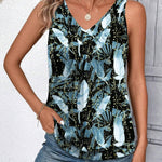 Nadorine Tank Tops Loose Fit V Neck Ruched Sleeveless Tops
