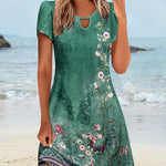 Nadorine Women's Casual A-Line Dresses with Pockets Floral Tshirt Dress