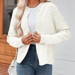 Nadorine Women's Knit Cardigan Long Sleeve Open Front Cropped Jackets