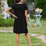 Nadorine Casual Dress Floral Patchwork Dress with Pockets