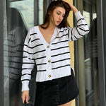 Nadorine Women's Short Cardigan Knitted V-Neck with Buttons
