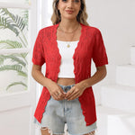 Nadorine Women's Short Sleeve Cardigan V-Neck Button up Sweater