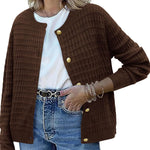 Nadorine Women's Knit Cardigan Long Sleeve Open Front Cropped Jackets