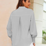 Nadorine Women's Button Down Shirts Loose Fit Striped Printed Lantern Blouses