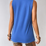 Nadorine Tank Top Blouses Scooped Neck Pleated Front Shirts