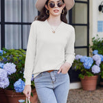 Nadorine Women's Knitted Jumper Elegant Crew Neck Pullover